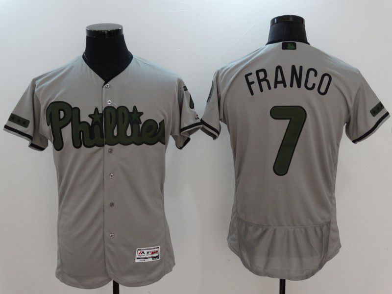 2017 Men MLB Philadelphia Phillies #7 Franco Grey Elite Commemorative Edition Jerseys